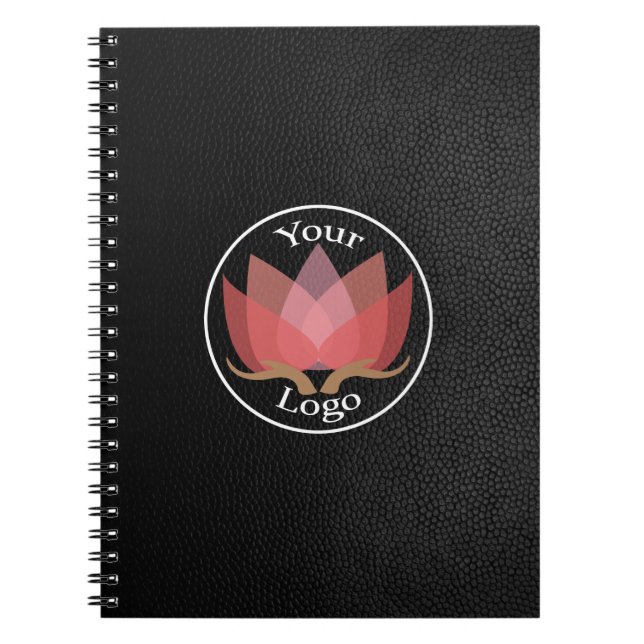 Cuaderno LOGO Personalizado de cuero negro (Frente)