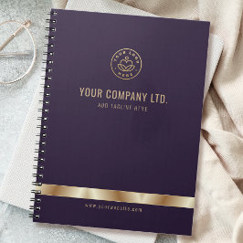 Cuaderno Logo personalizado Elegant Purple Gold