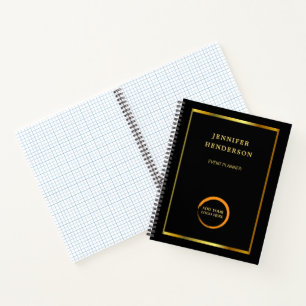Cuaderno Logo profesional del oro negro moderno y elegante