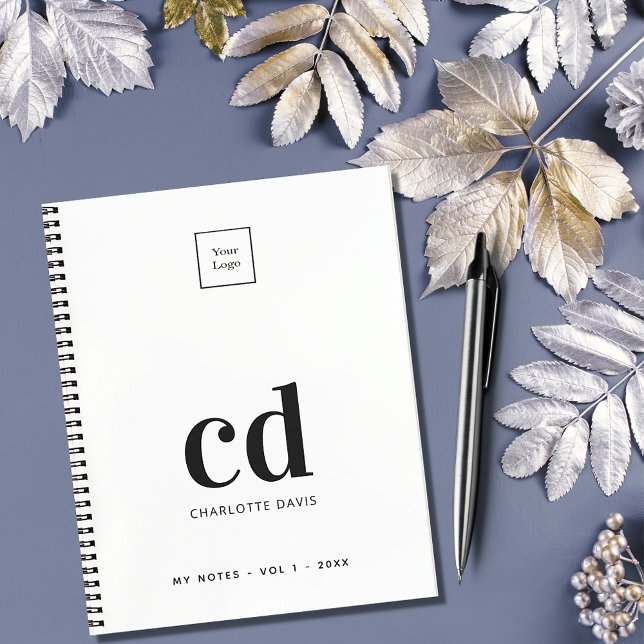 Cuaderno Logotipo blanco negro iniciales monograma empresa  (Subido por el creador)