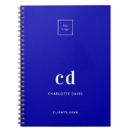 Cuaderno Logotipo comercial con monograma azul real