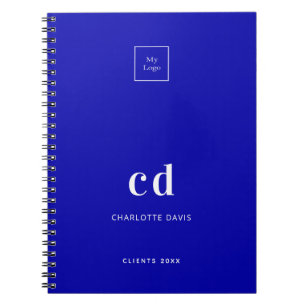 Cuaderno Logotipo comercial con monograma azul real