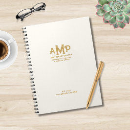 Cuaderno Logotipo comercial de lujo marfil-oro 3 letras mon
