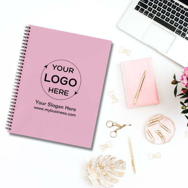Cuaderno Logotipo comercial de Personalizado rosa (Pink Color Custom Business Logo Notebook)
