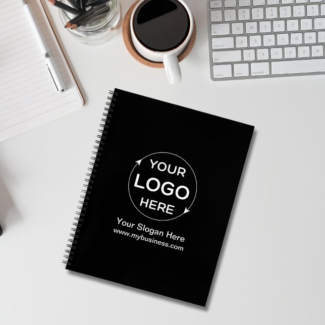 Cuaderno Logotipo comercial de Personalizados blancos y neg (Black and White Custom Business Logo Notebook)