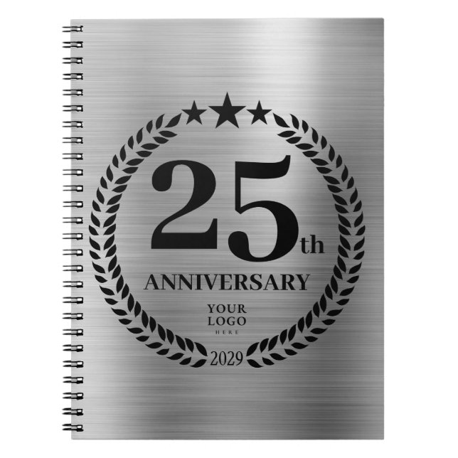 Cuaderno Logotipo comercial del 25º aniversario de Silver (Frente)