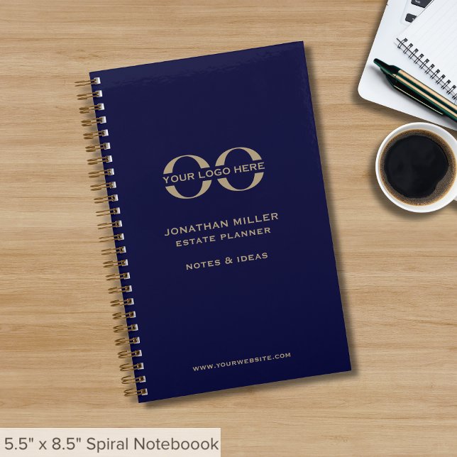 Cuaderno Logotipo comercial personalizado Marina Oro Azul (Subido por el creador)