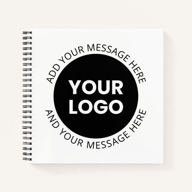 Cuaderno Logotipo comercial y texto editable blanco y negro (Anverso)