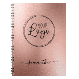 Cuaderno Logotipo con aspecto de lámina de oro rosa persona