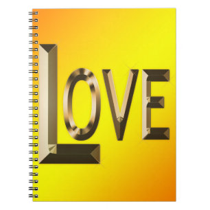 Cuaderno Logotipo de amor de oro amarillo,
