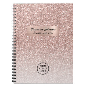 Cuaderno Logotipo de CEO Jefa Dama Brillante Rosa Dorado Gl