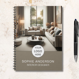 Cuaderno Logotipo de diseñador de interiores Foto Beige