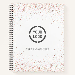Cuaderno logotipo de empresa de brillo de oro rosa simple m