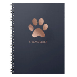 Cuaderno Logotipo de impresión Rosa Gold Y Navy Paw Persona