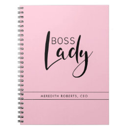 Cuaderno Logotipo de Jefa Pastel Rosa Personalizado