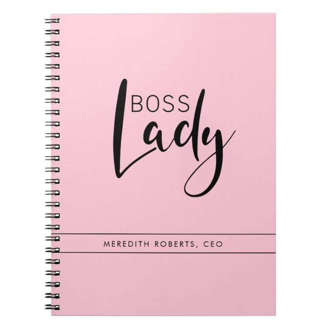 Cuaderno Logotipo de Jefa Pastel Rosa Personalizado (Frente)