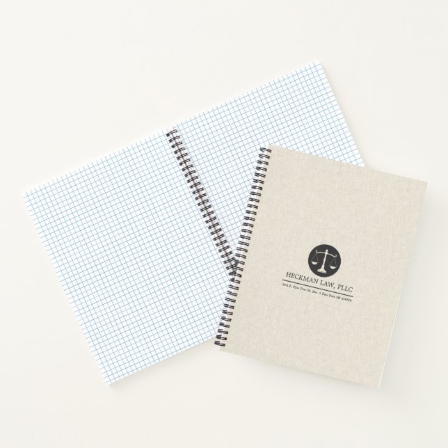 Cuaderno Logotipo de justicia de lino gris beige (Interior)