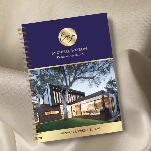 Cuaderno Logotipo de la Marina y el Oro Elegante foto de la