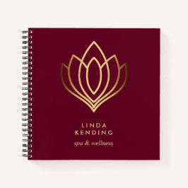 Cuaderno Logotipo de Loto Dorado | RUBY RED | Monograma per