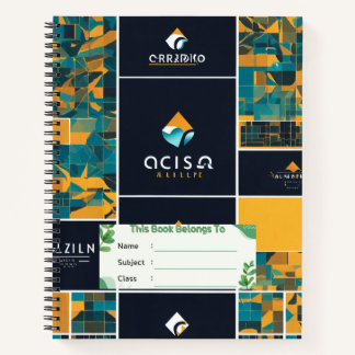 Cuaderno logotipo de marca que muestra un giro creativo