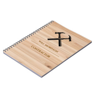 Cuaderno Logotipo de martillo de madera rústica para contra