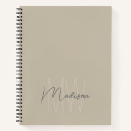 Cuaderno Logotipo de monograma Beige Minimalista moderno