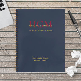Cuaderno Logotipo de Monograma Empresarial Navy Burgundy Go