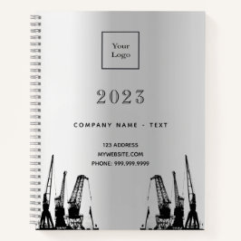 Cuaderno Logotipo de negocio de construcción plateado 2026