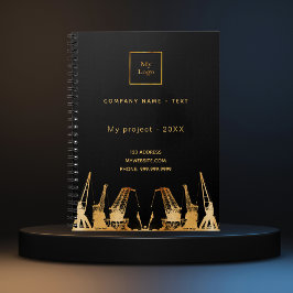 Cuaderno logotipo de negocio de grúas de construcción de or
