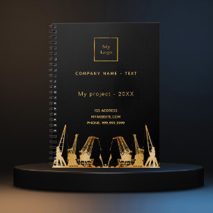 Cuaderno logotipo de negocio de grúas de construcción de or