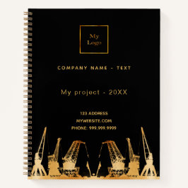 Cuaderno logotipo de negocio de grúas de construcción de or