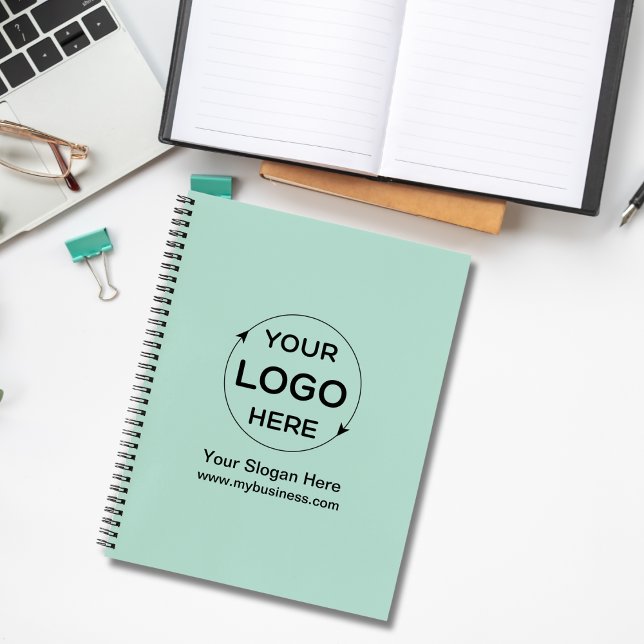 Cuaderno Logotipo de negocio del Personalizado verde (Green Custom Business Logo Notebook)