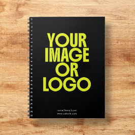Cuaderno Logotipo de Negocio Escolar Foto Minimalista Negro