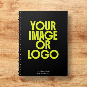 Cuaderno Logotipo de Negocio Escolar Foto Minimalista Negro