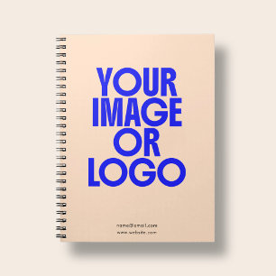 Cuaderno Logotipo de Negocio Escolar Foto Naranja Melocotón