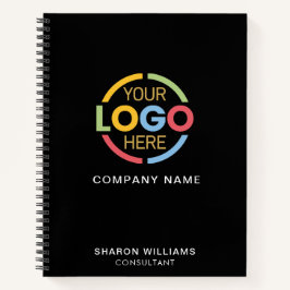 Cuaderno Logotipo de negocio moderno Monograma negro inicia