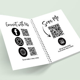 Cuaderno Logotipo de negocio simple Código QR Medios social