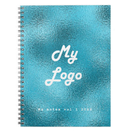 Cuaderno logotipo de negocio turquesa azul