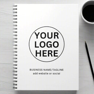 Cuaderno Logotipo de negocio y texto en blanco y negro