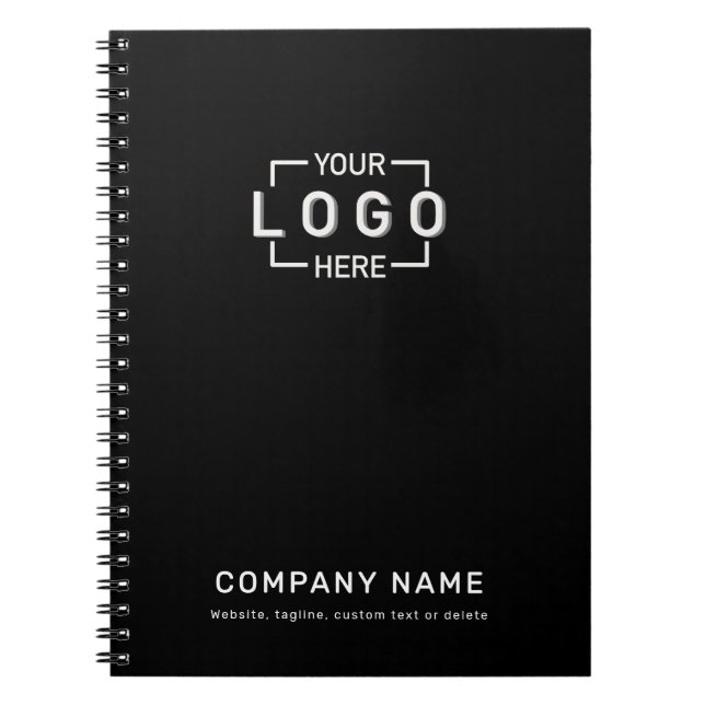 Cuaderno Logotipo de negocios personalizado Negro (Frente)