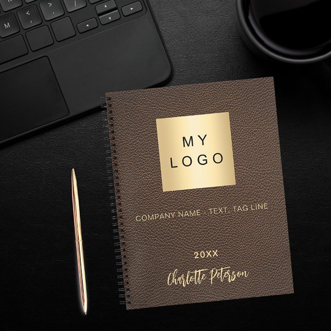 Cuaderno Logotipo de nombre de cuero marrón falso (Subido por el creador)