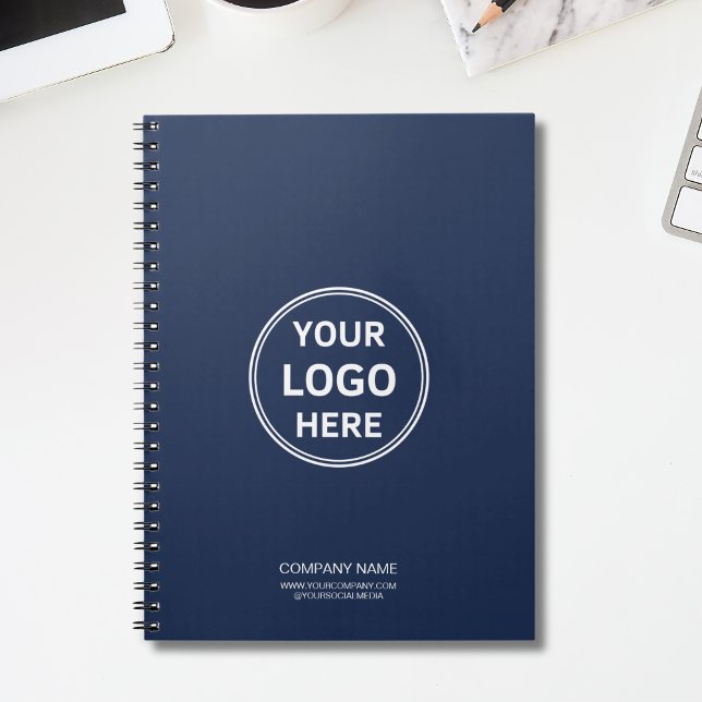 Cuaderno Logotipo de Personalizado mínimo moderno Navy azul (Modern Minimal Custom Logo Navy Blue Notebook)