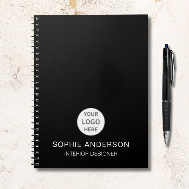 Cuaderno Logotipo de Personalizado moderno Negra profesiona (Modern Custom Logo Black Professional Business Notebook)