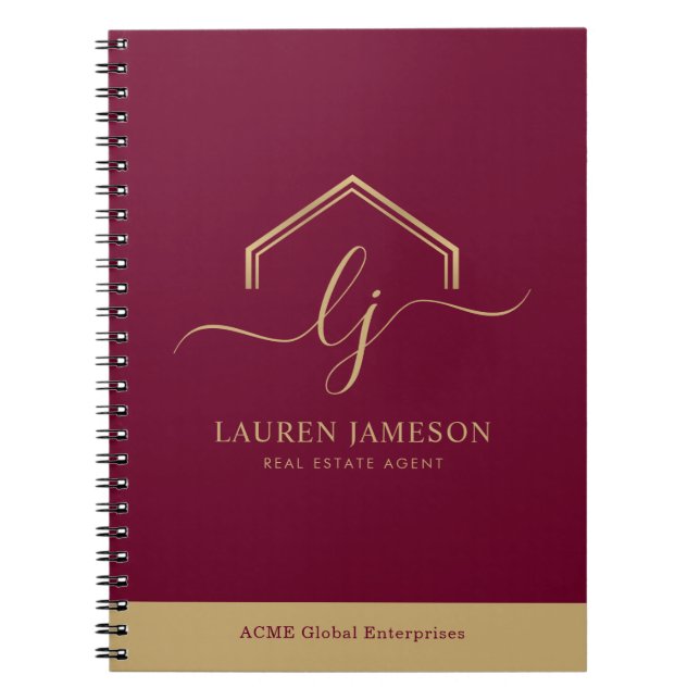 Cuaderno Logotipo de promotor de bienes raíces modernos (Frente)