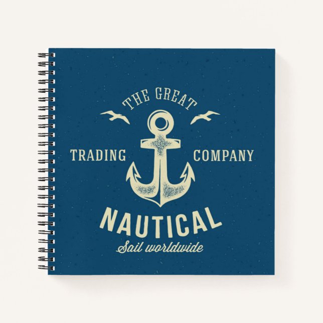 Cuaderno Logotipo de retro náutico (Anverso)