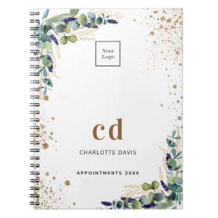Cuaderno Logotipo empresarial blanco de eucalipto
