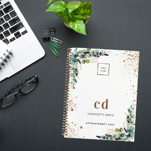 Cuaderno logotipo empresarial blanco de eucalipto
