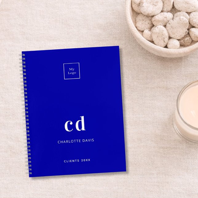 Cuaderno Logotipo empresarial de monograma azul real (Subido por el creador)