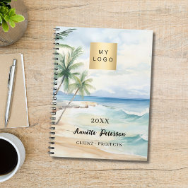 Cuaderno Logotipo empresarial de palmeras tropicales de pla
