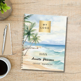 Cuaderno Logotipo empresarial de palmeras tropicales de pla